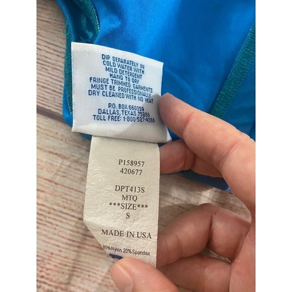 Cheerleader Danz Team Blue Shimmer Asymmentrical Cheer leading Top - Small - Picture 11 of 12